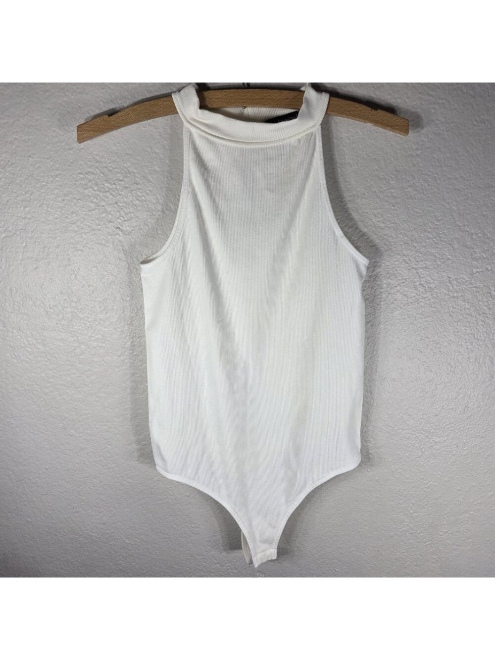 Soho Apparel One Piece Stretch Bodysuit White Women One Size Solid High Neck
